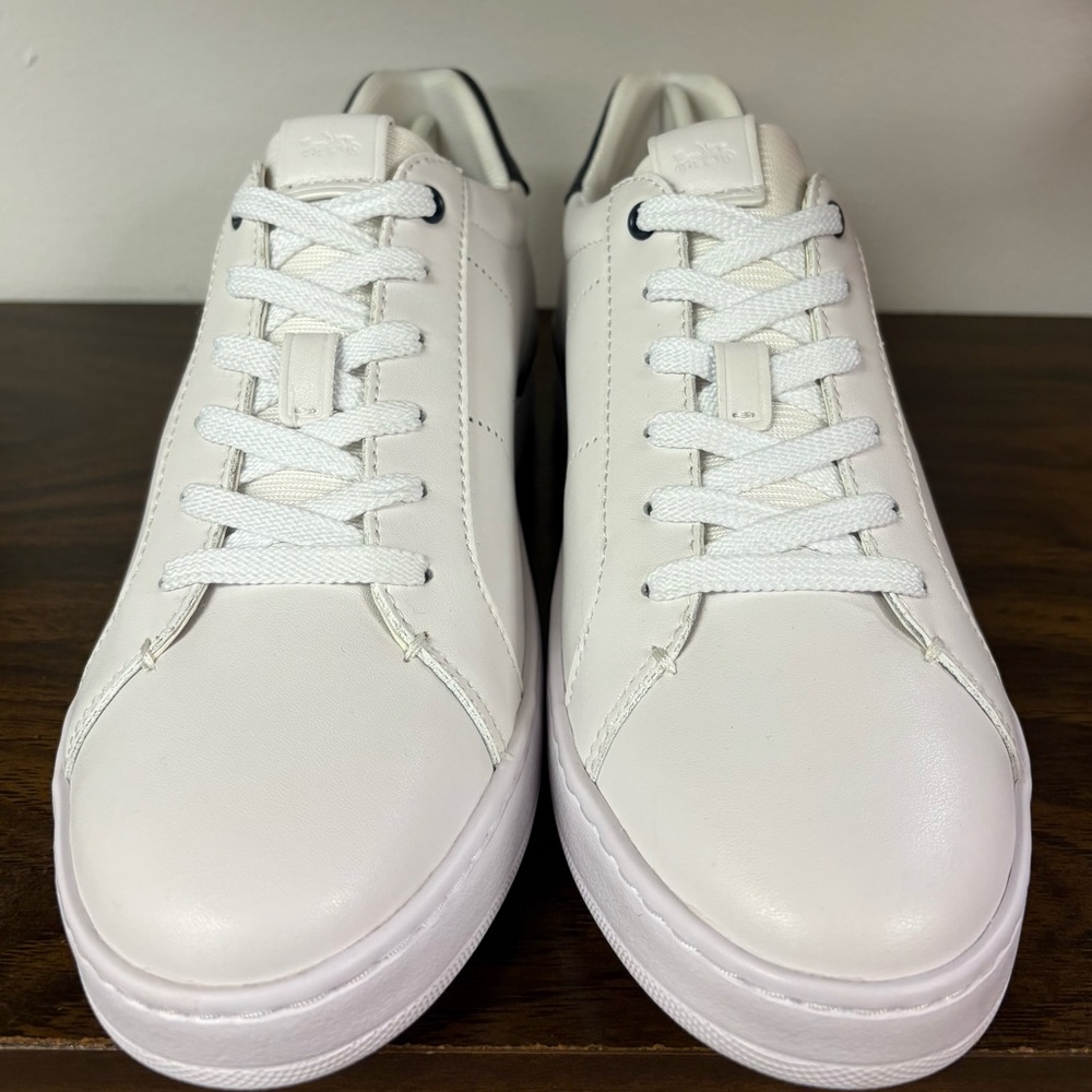Coach Womens Lowline Leather Sneakers Optic White/Midnight Navy 8.5B - Picture 9 of 10